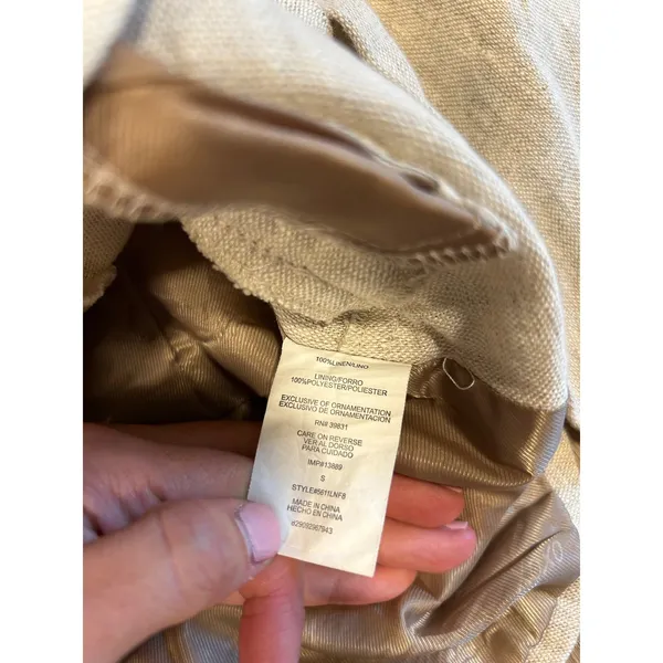 Y2K XOXO Womens Oatmeal Beige 100% Linen Cropped Peplum‎ Blazer Jacket Size S - Image 7