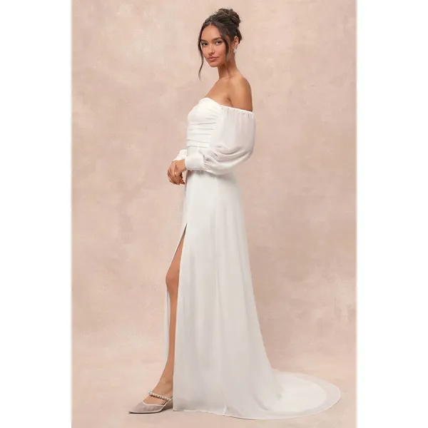 NWT Lulus Adorna White Off-the-Shoulder Maxi Dress Bridal Bride Wedding Size M - Image 5