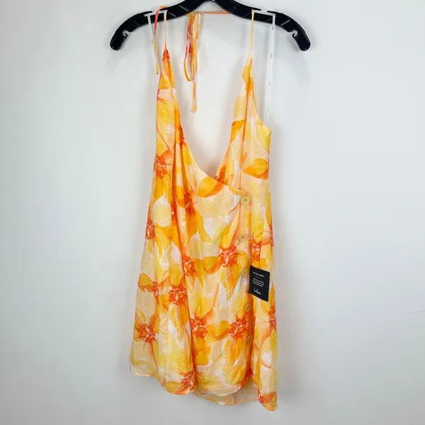 Lulus Prue Orange Floral Halter Mini Dress Rayon Resortwear Vacation XL NWT - Image 5