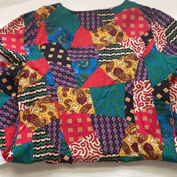 Dangerfield x ModCloth patchwork multi button front viscose dress, size 14 XL - Image 9