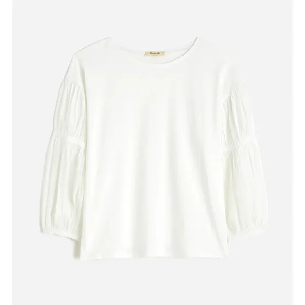 Madewell Puff Sleeve Drop Shoulder Knit Top Cotton Viscose White Small NWT - Image 6