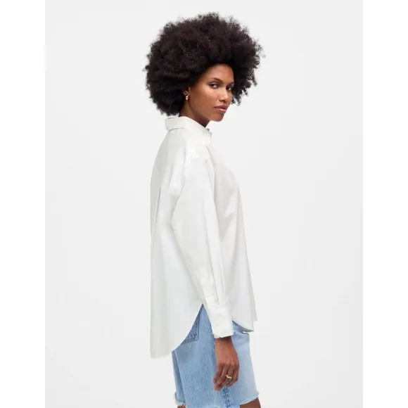 Madewell Top Womens 2XS White Oversized Button Up Shirt Casual Cotton‎ NU392 - Image 4