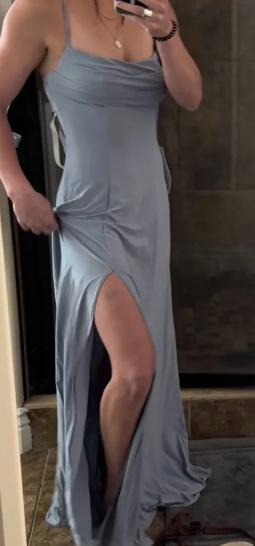Azazie Dusty Blue Dress Formal - Image 2
