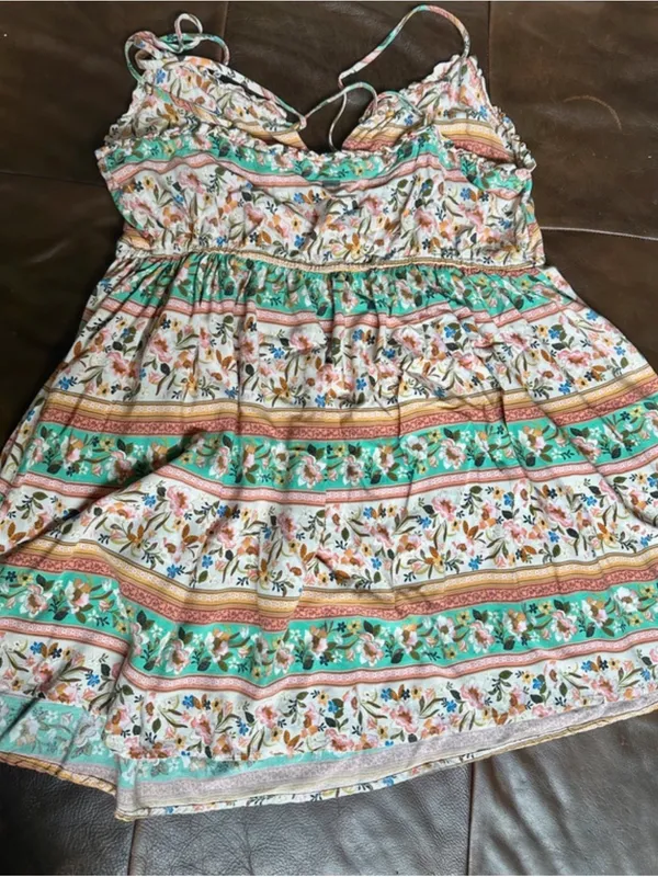 O'Neill Floral Mini Dress in Mint, Pink, White - Image 4