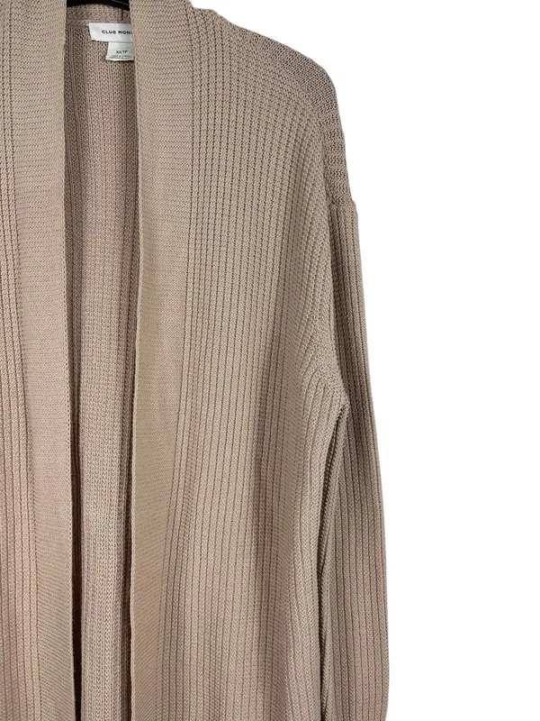 Club Monaco 100% Cotton Cable Knit Cardigan Beige Open Front Oversized XS - Image 6