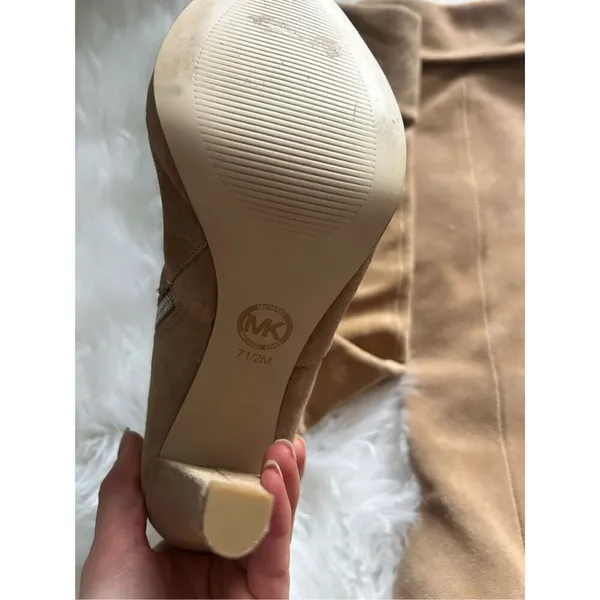 Michael Kors Adena Slouch Tan Suede Leather Knee High Boots ~ Size 7.5 - Image 2