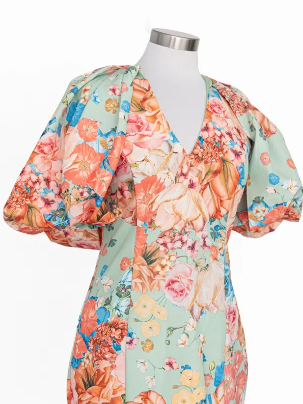 Jewel Badgley Mischka - Floral Puff-Sleeve Cocktail Dress - Image 7