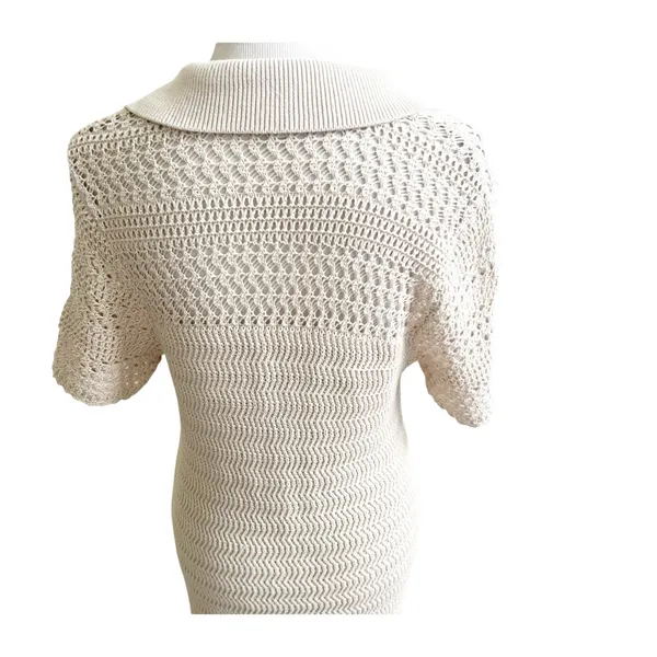Loft Beach Maxi Dress LP Tan Crochet Open Knit Short Sleeve Cover Up Outdoor - Image 6