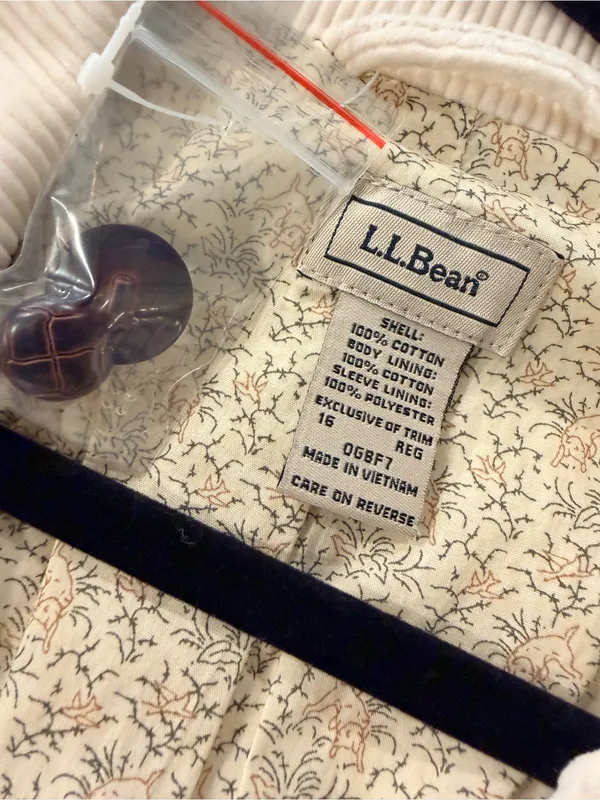NWT L.L.Bean Size 16 Cream Corduroy Blazer Jacket Cotton Floral Lined Button - Image 8