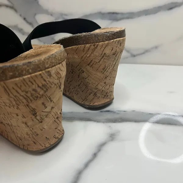 Beach by Matisse Wmns Black Strap Cork Wedge Bare All Sandals Sz 8 Beachy Resort - Image 4