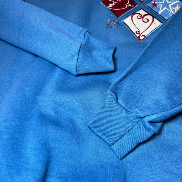 New Vintage M&C Sportswear Womens Size Large Blue Sweatshirt Patriotic Patchwork - Image 11