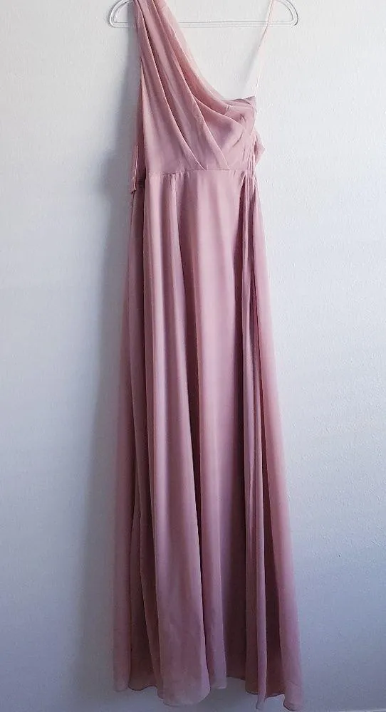 Birdy Grey Mauve Pink Chiffon Bridesmaid One Shoulder Dress New With Tags - Image 6
