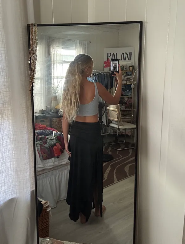 Long Black Slit Skirt - Image 5