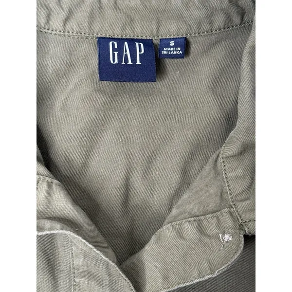 GAP Utility Popover Shirt Dress Women Sz Small Army Green Minimal Hipster Casual - Image 5