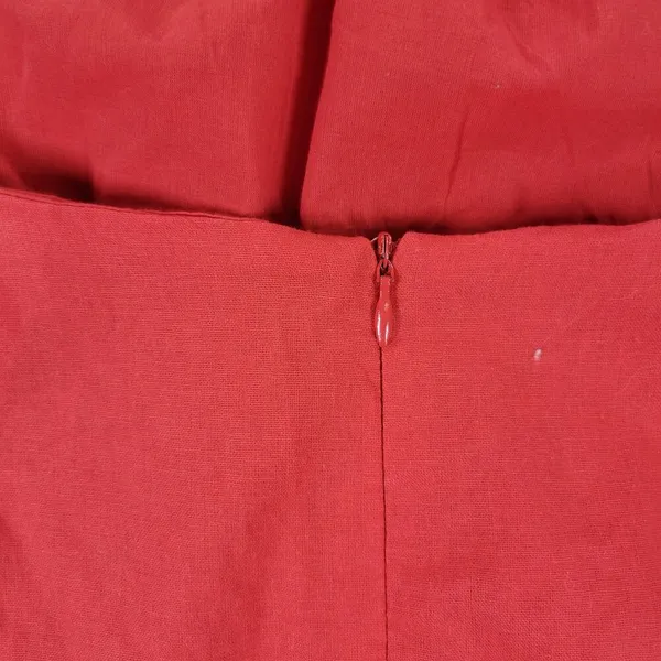 White Fox Cutout Ring Dress Womens L Red Sleeveless Mini Fit & Flare Ruffle Hem - Image 9
