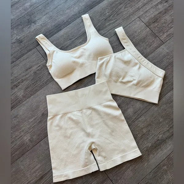 QQQ 3 pieces Cream Ribbed Intimates Set - Image 14