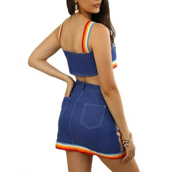 Rainbow Sandals Denim Rainbow Skirt Set Small - Image 3
