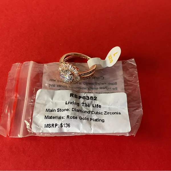 Bomb Party RBP6382 “Living The Life” Diamond CZ on Rose Gold Size 7 Ring NWT - Image 4