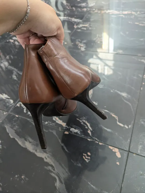 Les Tropéziennes Par M. Belarbi Collection Brown Leather Ankle Boots Stilettoes - Image 4