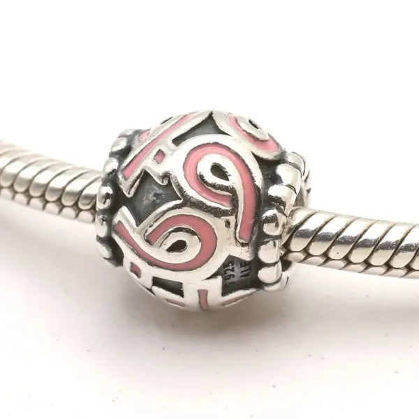 Authentic Style Pandora Sterling Silver Pink Ribbon Awareness Bead Charm - Image 3