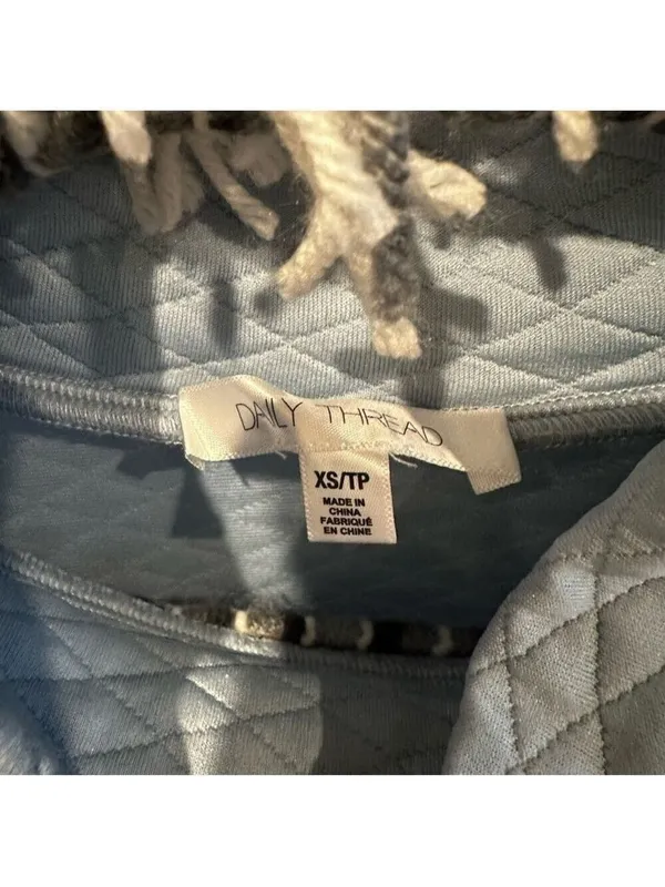 Blue Quilted Mockneck Sweatshirt - Daily Thread XS Top - Image 3