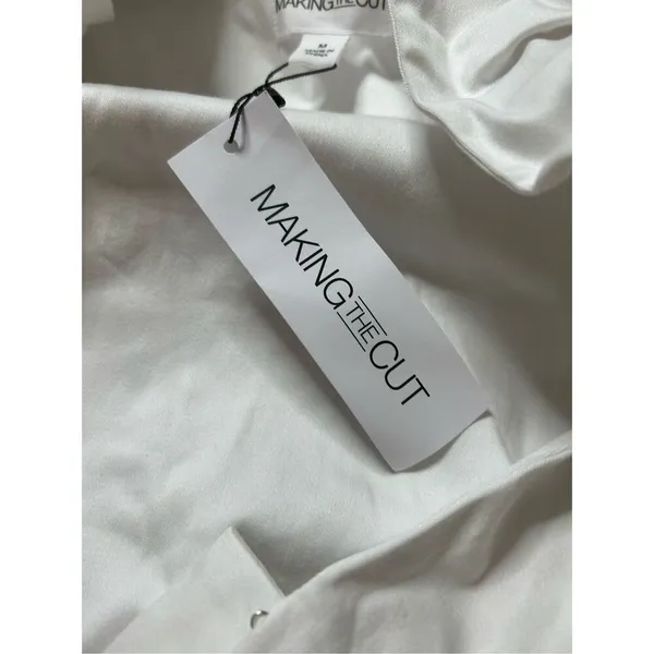 NEW White MAKING THE CUT Ruffle Long Sleeve Tie Front Jacket M $90 - Image 7