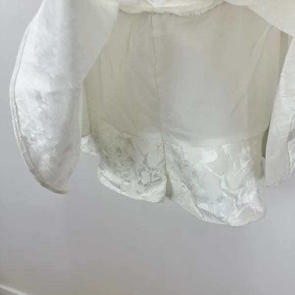 Lulus Radiant Flair Ivory Floral Jacquard Bustier Skort Romper Bridal XS NWT - Image 9