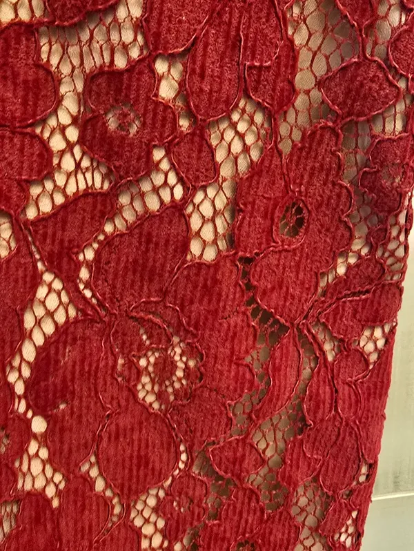 {6} Free People Dangerous Love Lace Mini Dress Red Nude Spaghetti Strap - Image 6