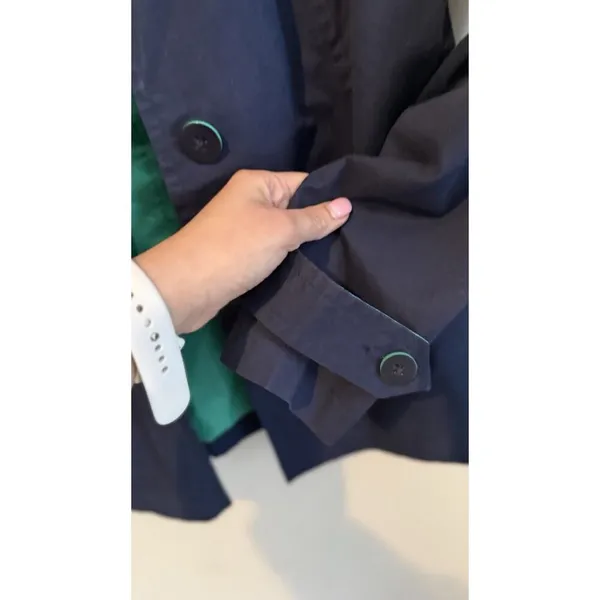 Talbots Rain Trench Coat Jacket Women Size XS Blue Button Up Military Preppy - Image 8