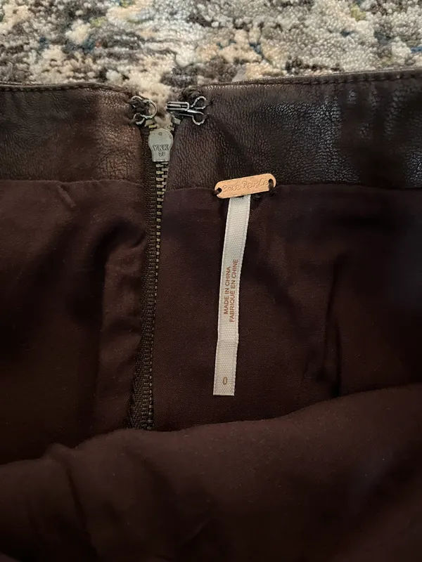 Free People Brown Vegan Leather Skirt - Image 3