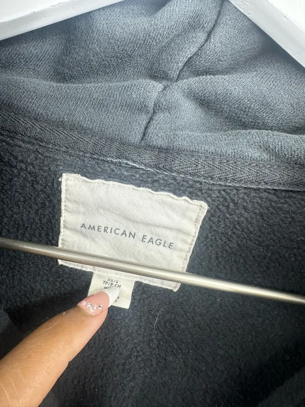 American Eagle Outfitters Dark Gray Floral Embroidered Zip Up Jacket Size XS - Image 4