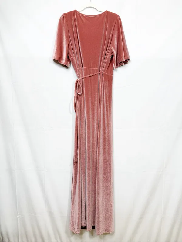 Baltic Born Meghan Velvet Wrap Maxi Dress Blush Pink Mauve Event Evening Wedding - Image 4