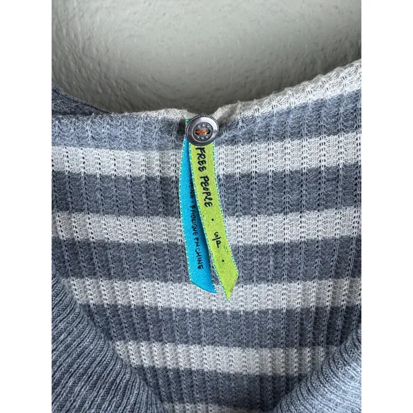 Free People Y2K Striped Thermal‎ Hoodie Small Earthy Nautical Boho Indie Breton - Image 2