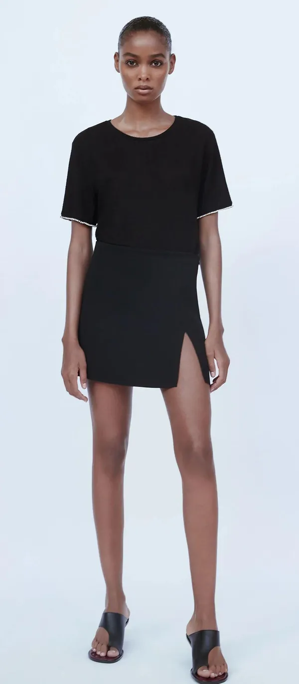 NWT Black Soft-Touch Top W Embellished Trim - Image 2