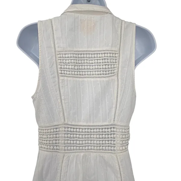 Maeve Anthropologie Dress Womens 6 Eyelet Cotton Sleeveless Midi Kentucky Derby‎ - Image 4