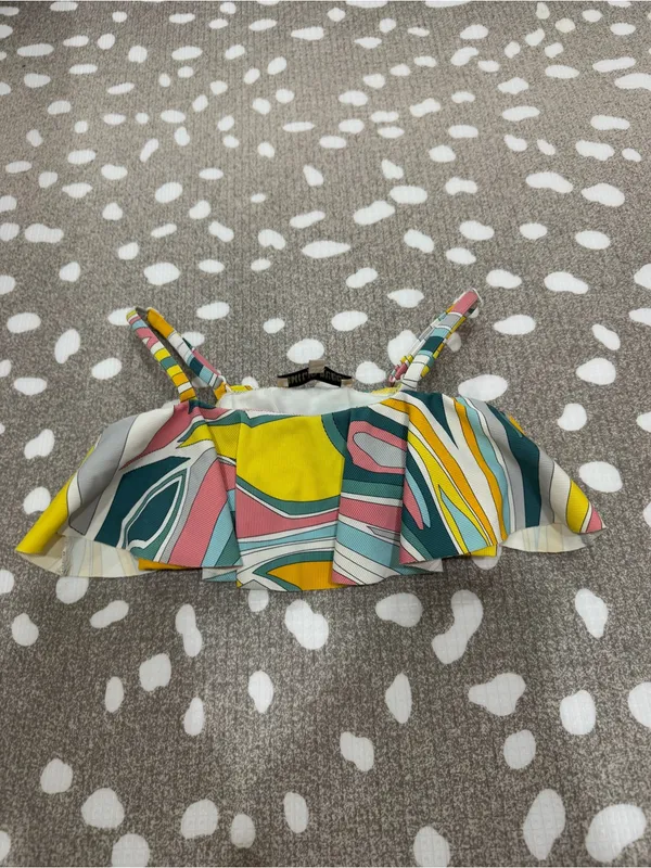 Emilio Pucci girls bikini top ruffle adjustable straps colorful swirl print teen - Image 5