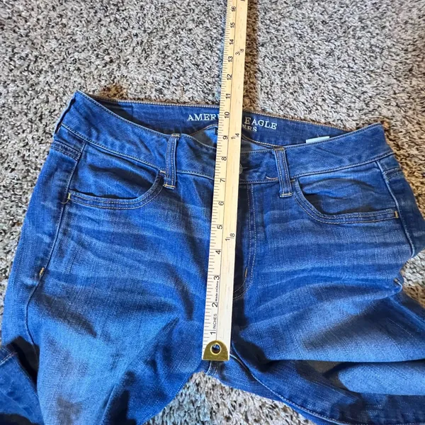American‎ Eagle Super Stretch Jeggings Womens 8 Long Medium Wash Blue Slim Denim - Image 5