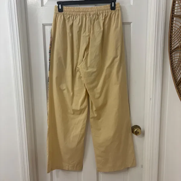 ADOR Wide Leg Western Buffalo Pants L Cotton Linen Boho Graphic NEW NWT - Image 5