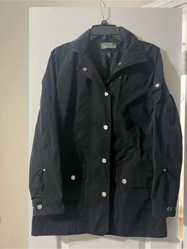 Lauren Ralph Lauren Black Utility Jacket with Snap Front - Image 2