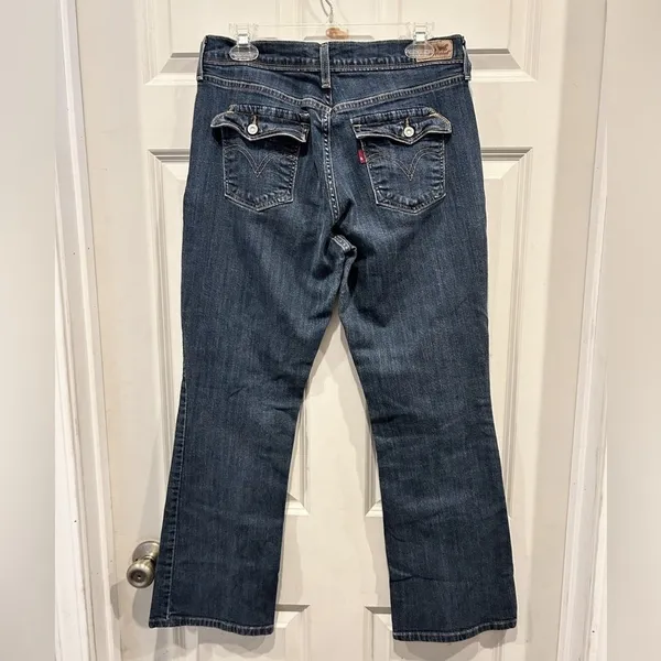 Levis 515 Mid Rise Boot‎ Cut Jeans Womens 12 Med Wash Blue Flap Pocket Denim Y2K - Image 2