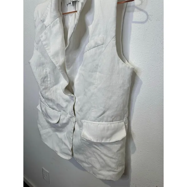 ENDLESS ROSE White Linen Blend Oversized Sleeveless Vest Blazer Size Small - Image 6