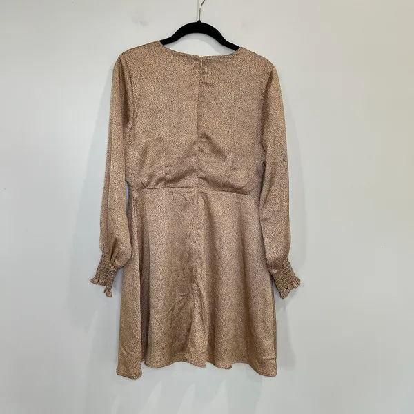 Francesca’s Collection Bronze And Black Dotted Satin Mini‎ Babydoll Dress Size M - Image 3