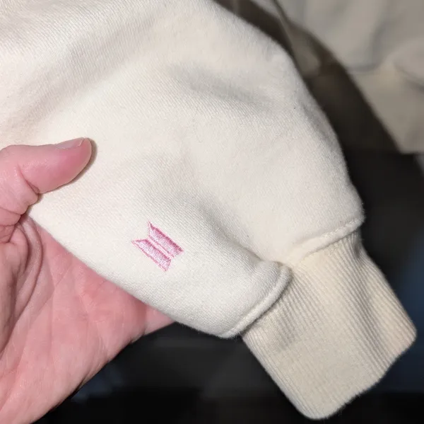 Official BTS Boys with Luv Sweater Medium Cream/Pink - Image 4