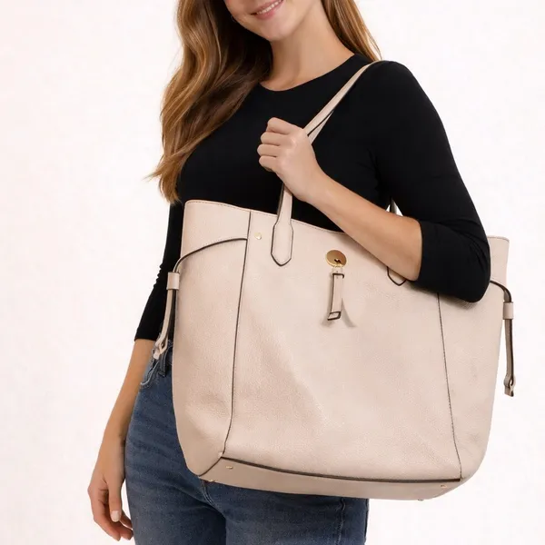 kate spade Beige Leather Tote with Gold Accent - Image 2