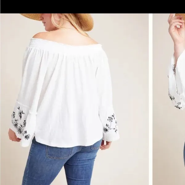 Anthropologie Embroidered‎ Floral Top size S - Image 10
