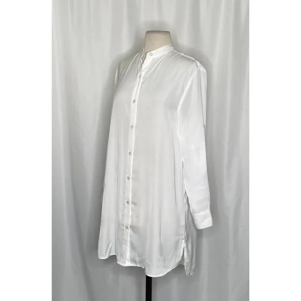 SUMMERSALT The Silky Luxe Short Effortless Shirtdress Cover-Up Solid‎ White XS - Image 5