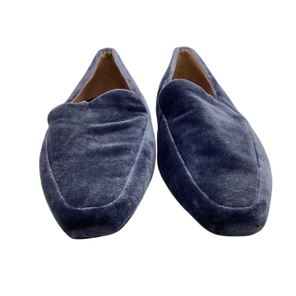 Sam Edelman Emelie Square Toe Loafers Womens Size 6.5 Velvet Slip On Blue Flats - Image 4