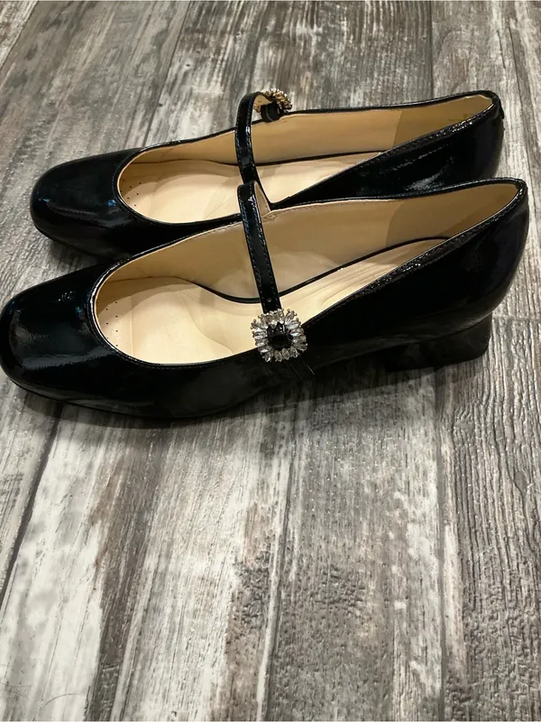 Jessica Simpson Black Patent Mary Jane Flats with Rhinestone Buckle Size 7.5 - Image 10