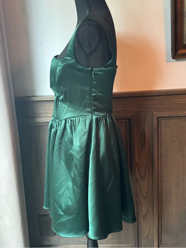 wild fable Dark Green Square-Neck Fit & Flare Mini Dress medium - Image 4