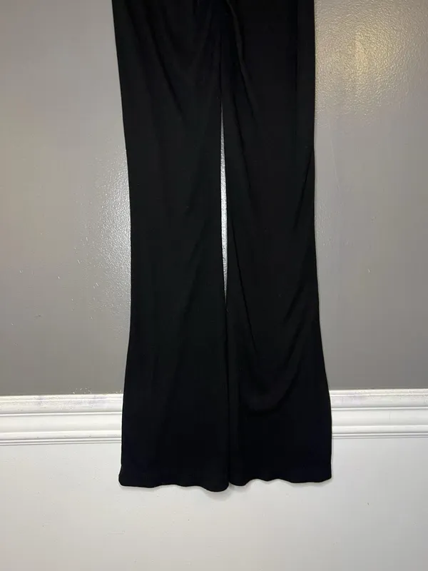 Princess Polly Pants Womens 2 Black Ribbed Flare Ruched Waist Lounge Sweatpants - Image 7
